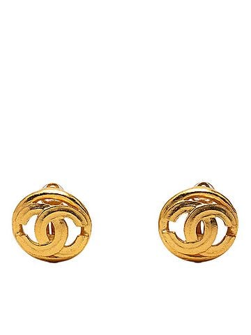 Chanel Chanel Coco Mark Vintage Round Earrings, 98P Stamp, Gold Plated, Women's CHANEL (view 1)