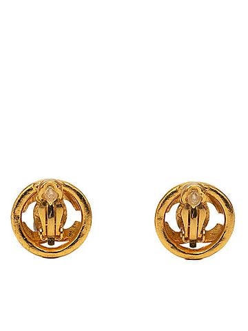 Chanel Chanel Coco Mark Vintage Round Earrings, 98P Stamp, Gold Plated, Women's CHANEL (view 2)