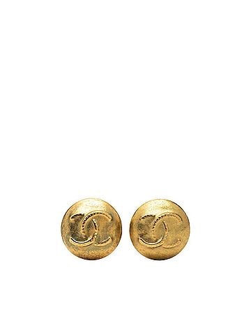 Chanel Chanel Coco Mark Vintage Round Earrings, 95C Stamped, Gold Plated, Women's CHANEL (view 1)