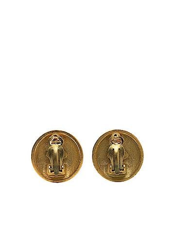 Chanel Chanel Coco Mark Vintage Round Earrings, 95C Stamped, Gold Plated, Women's CHANEL (view 2)