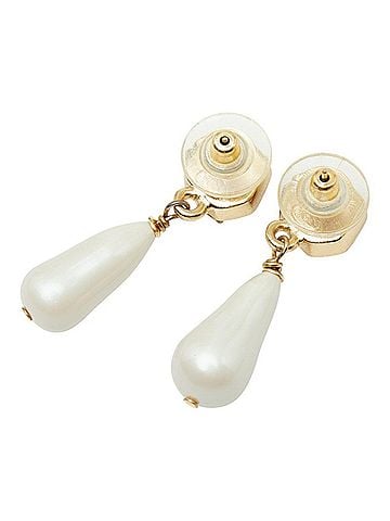Chanel Chanel Coco Mark Stud Earrings, Swing, 01A, Gold Plated, Faux Pearl, Colored Stone, Women's, CHANEL (view 2)