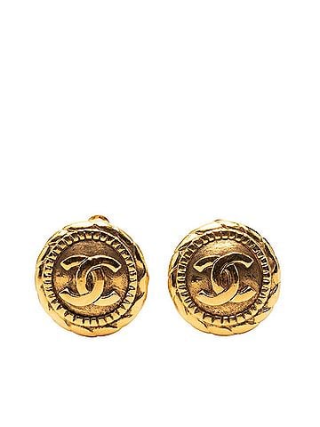 Chanel Chanel Coco Mark Round Earrings, Gold Plated, Women's CHANEL (view 1)