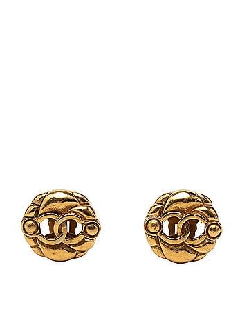 Chanel Chanel Coco Mark Vintage Round Earrings, 23 Stamp, Gold Plated, Women's CHANEL (view 1)