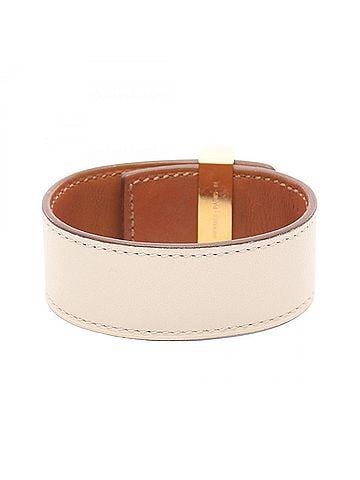 Hermès Hermes Collier de Chien 24 Bangle Accessory, Gold Plated Leather, Women's, Ivory/Gold Tone (view 2)