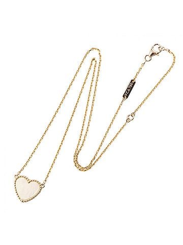 Van Cleef & Arpels Van Cleef & Arpels Lucky Alhambra Necklace, Mother of Pearl 18K (Yellow Gold), Women's, Gold/White Tones (view 2)
