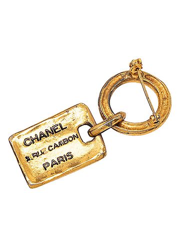 Chanel Gold Plated Rue Cambon Tag Brooch (view 2)
