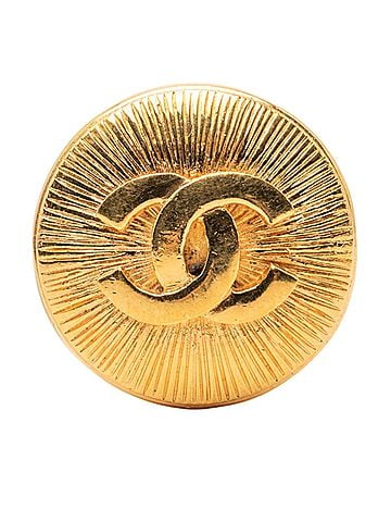 Chanel Gold Plated CC Round Brooch (view 1)
