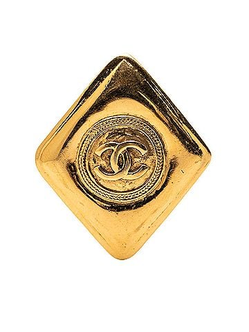 Chanel Gold Plated CC Rhombus Brooch (view 1)