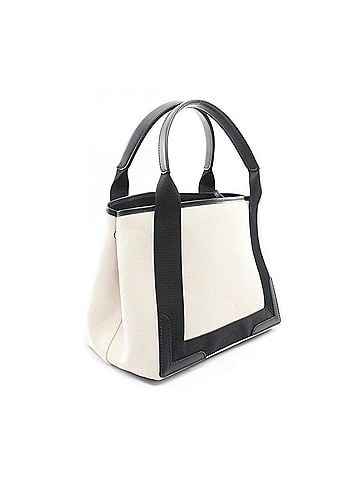 Balenciaga Balenciaga NAVY CABAS S Navy Cabas Tote Bag Handbag Canvas Leather Women's White/Black 339933 (view 2)