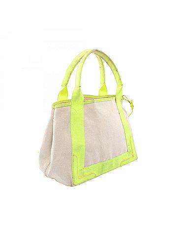 Balenciaga Balenciaga Navy Cabas S Tote Bag Handbag Canvas Leather Women's White/Yellow 339933 (view 2)