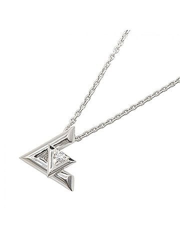 Louis Vuitton Louis Vuitton Pendant Volte 1 GM Diamond Necklace, 18K White Gold (18KWG), Diamond, Men's/Women's, Silver/Clear Tone (view 1)