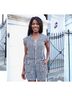 Passions 100% Cotton Houndstooth Black White Jumpsuit Size L - photo 5