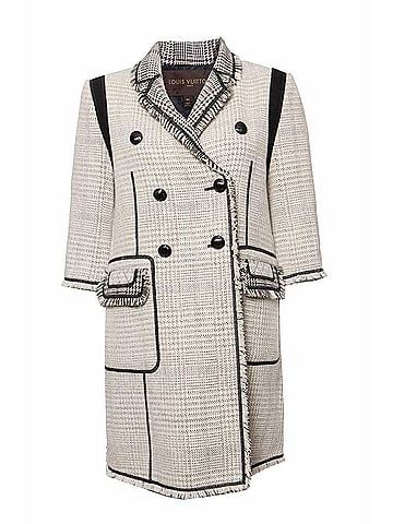 Louis Vuitton Louis Vuitton, black/white tweed coat with ¾ sleeves in size FR40/S. (view 1)