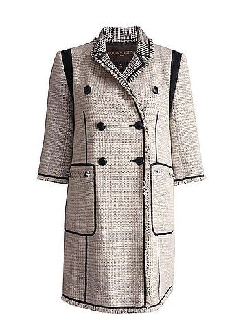 Louis Vuitton Louis Vuitton, black/white tweed coat with ¾ sleeves in size FR40/S. (view 2)
