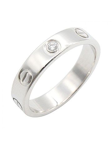 Cartier Cartier Mini Love Ring 1PD - 18K White Gold (18KWG) Diamond Women's Silver/Clear Tone (view 1)