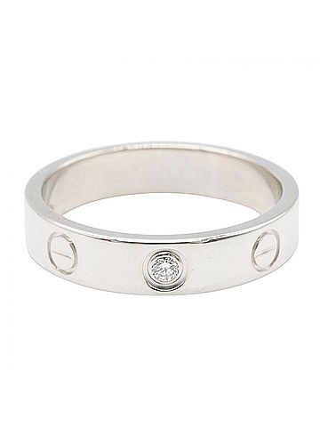 Cartier Cartier Mini Love Ring 1PD - 18K White Gold (18KWG) Diamond Women's Silver/Clear Tone (view 2)