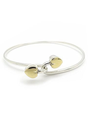 Tiffany & Co. TIFFANY&Co. Tiffany Double Heart Bangle SV925 x 18K Yellow Gold Women's 295556 (view 1)