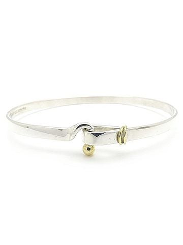 Tiffany & Co. TIFFANY&Co. Tiffany Hook & Eye Bangle SV925 x 18K Yellow Gold Women's 295559 (view 2)