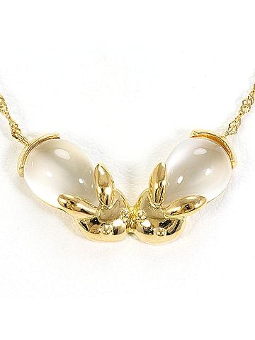 Unbranded 18K (18-karat) Yellow Gold Necklace with Moonstone, Total Weight 2.3g, 42cm, Jewelry (view 1)