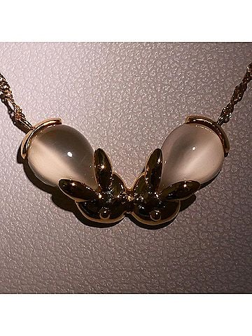 Unbranded 18K (18-karat) Yellow Gold Necklace with Moonstone, Total Weight 2.3g, 42cm, Jewelry (view 2)