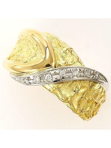 Unbranded PT900 Platinum 18K Yellow Gold Ring with 0.09ct Diamond, Total Weight 7.6g, Jewelry (view 1)