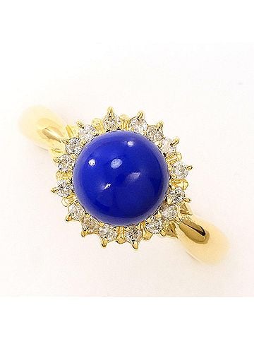 Unbranded 18K (18-karat) Yellow Gold Ring with Lapis Lazuli and Diamond (0.17ct), Total Weight 2.8g, Jewelry (view 1)