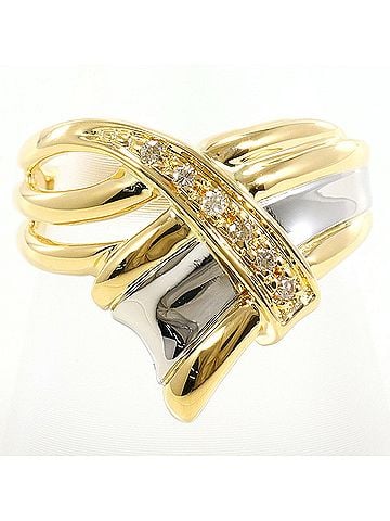 Unbranded PT850 Platinum 18K Yellow Gold Ring with 0.08ct Diamond, Total Weight 5.9g, Jewelry (view 1)