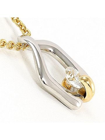 Unbranded PT900 Platinum 18K Yellow Gold Necklace with 0.318ct Diamond (SI1 clarity, certified), Total Weight 7.9g, 45cm Length, Jewelry (view 2)