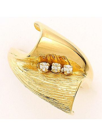 Unbranded 18K (18-karat) Yellow Gold Ring with Diamond (carat weight not stamped), Total Weight 5.9g, Jewelry (view 1)