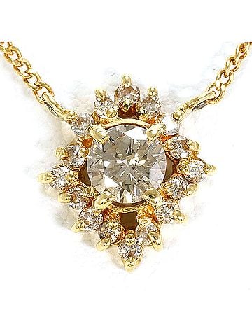 Unbranded 18K (18-karat) Yellow Gold Necklace with Diamond (carat weight not stamped), Total Weight 2.2g, 41cm, Jewelry (view 1)