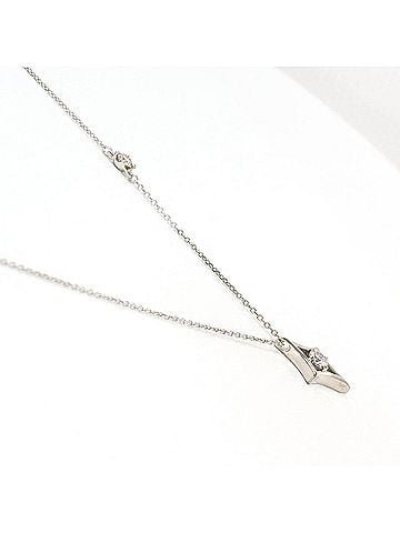 Unbranded 18K (18-karat white gold) necklace with 0.13ct diamond, total weight 1.3g, 41cm length, jewelry. (view 2)