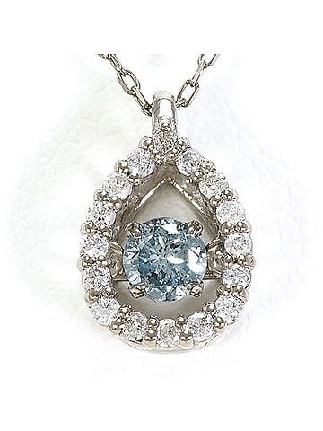 Unbranded 18K (18-karat white gold) necklace with blue diamonds. Total weight 1.2g. 40cm length. Jewelry. (view 1)