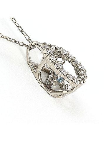 Unbranded 18K (18-karat white gold) necklace with blue diamonds. Total weight 1.2g. 40cm length. Jewelry. (view 2)