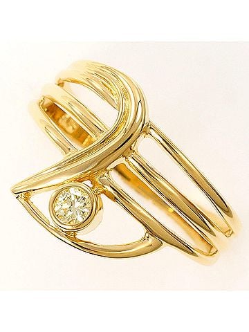 Unbranded 18K (18-karat) Yellow Gold Ring with 0.10 ct Diamond, Total Weight 3.2g, Jewelry (view 1)