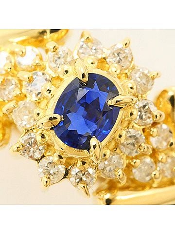 Unbranded PT900 Platinum 18K Yellow Gold Ring with Sapphire and Diamond (carat weight not stamped). Total weight: 4.5g. Jewelry. (view 2)