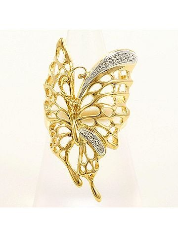 Unbranded PT900 Platinum 18K YG Yellow Gold Ring with 0.05 ct Diamond, Total Weight 7.0g, Jewelry (view 1)