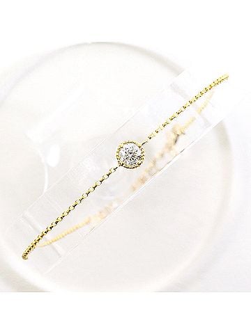Unbranded 18K (18-karat) Yellow Gold Bracelet with 0.17ct Diamonds, Total Weight 0.7g, 18.5cm, Jewelry (view 1)