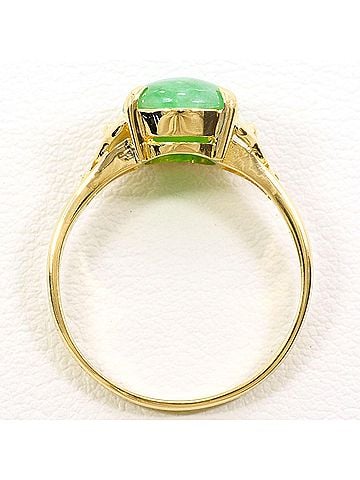 Unbranded 18K (18-karat) Yellow Gold Ring with Jadeite, Total Weight 2.9g, Jewelry (view 2)