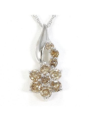 Unbranded 18K (18-karat white gold) necklace with brown diamond (1.0ct), total weight 2.4g, 42cm length. Jewelry. (view 1)