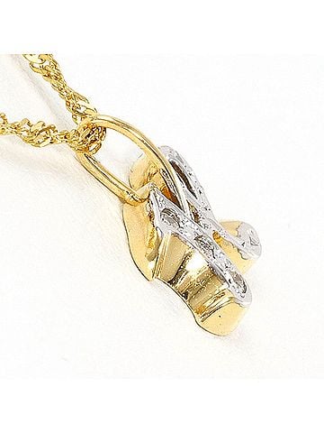 Unbranded 18K (18-karat) Yellow Gold Necklace with Diamond (carat weight not stamped), Total Weight 1.9g, 40cm, Jewelry (view 2)