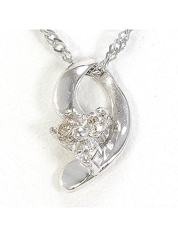 Unbranded 18K (18-karat white gold) necklace with diamond (carat weight not stamped), total 1.0g, 39cm length, jewelry. (view 1)