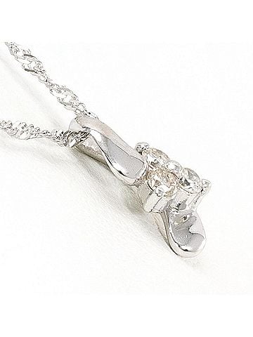 Unbranded 18K (18-karat white gold) necklace with diamond (carat weight not stamped), total 1.0g, 39cm length, jewelry. (view 2)
