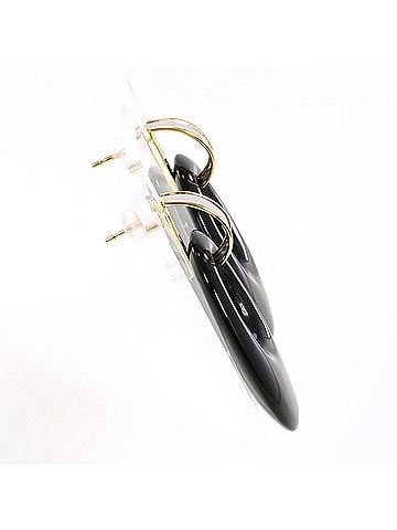 Unbranded PT900 Platinum 18K Yellow Gold Earrings with Onyx, Total Weight 10.9g, Jewelry (view 2)