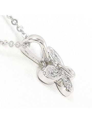 Unbranded 18K (18-karat white gold) necklace with diamond (carat weight not stamped), total 2.1g, 40cm length, jewelry. (view 2)