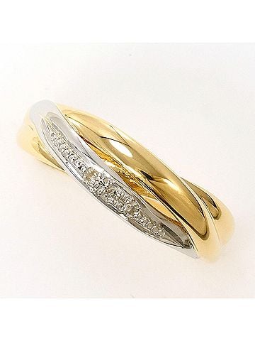 Unbranded PT900 Platinum 18K Yellow Gold Ring with Diamond (carat weight not stamped), Total Weight 2.6g, Jewelry (view 1)