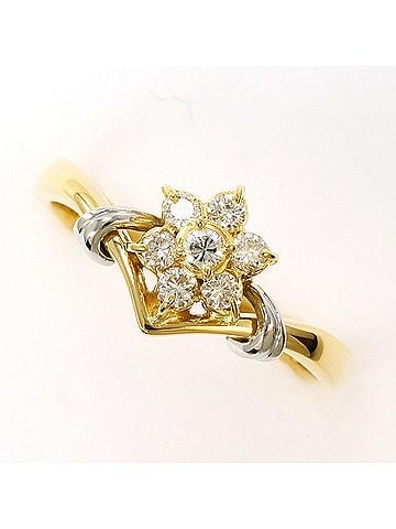 Unbranded PT900 Platinum 18K YG Yellow Gold Ring with 0.22ct Diamond, Total Weight 2.9g, Jewelry (view 1)