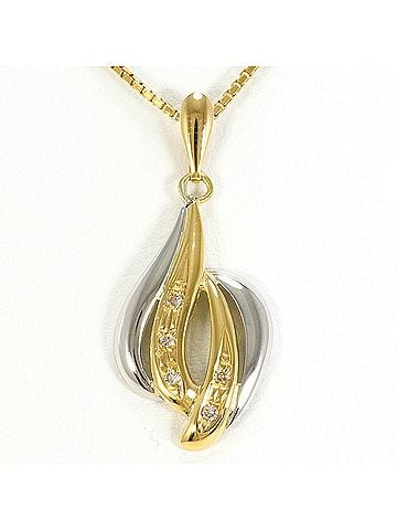 Unbranded PT850 Platinum 18K Yellow Gold Necklace with 0.05ct Diamond, Total Weight 5.4g, 40cm Length, Jewelry (view 1)