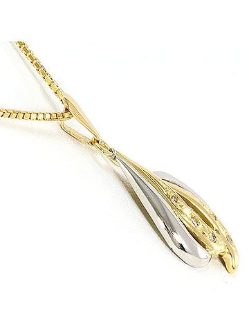 Unbranded PT850 Platinum 18K Yellow Gold Necklace with 0.05ct Diamond, Total Weight 5.4g, 40cm Length, Jewelry (view 2)