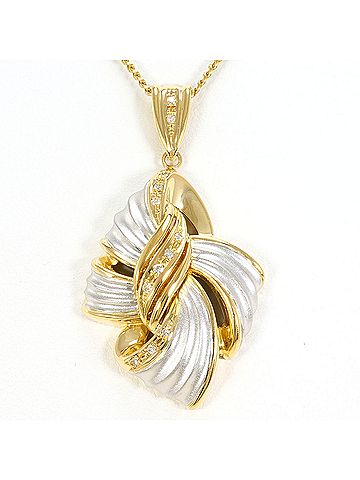Unbranded PT900 Platinum 18K Yellow Gold Necklace with 0.08 ct Diamond, Total Weight 12.9g, 41cm, Jewelry (view 1)