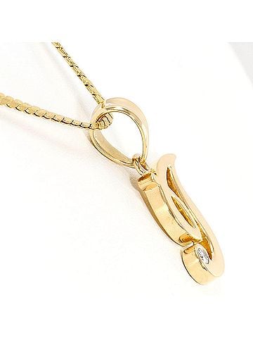 Unbranded 18K (18-karat) Yellow Gold Necklace with Diamond (carat weight not stamped), Total Weight 13.0g, 44cm, Jewelry (view 2)